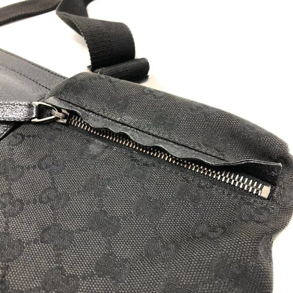 Auth GUCCI 28566 GG body bag Belt bag Waist Pouch Black/SilverHardware main image 14